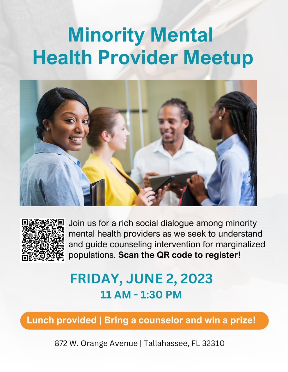 Minority Mental Health Providers & Advocates Meet-Up Flyer