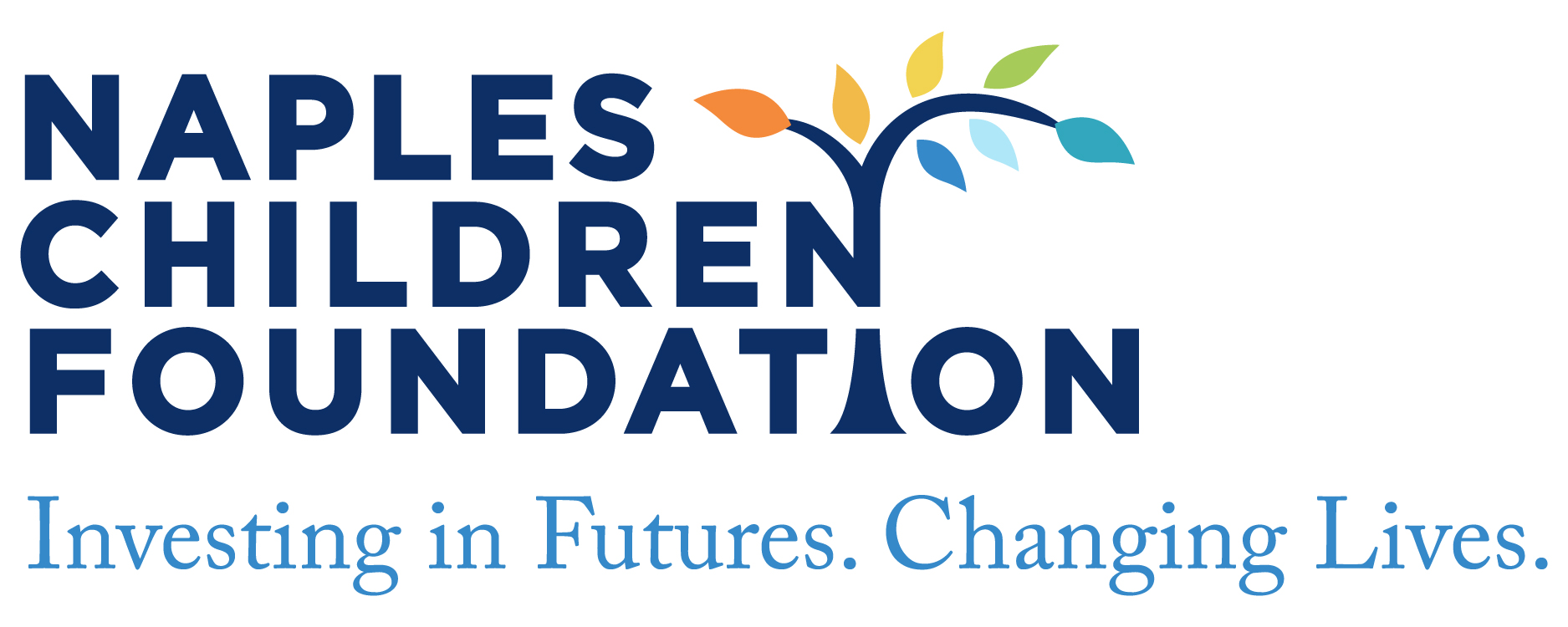 Naples Children Foundation logo in navy blue color with the tagline 
