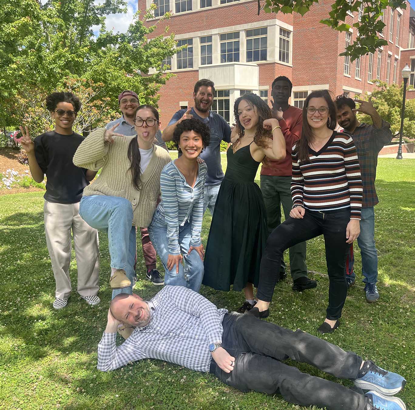 A picture of the lab members being goofy