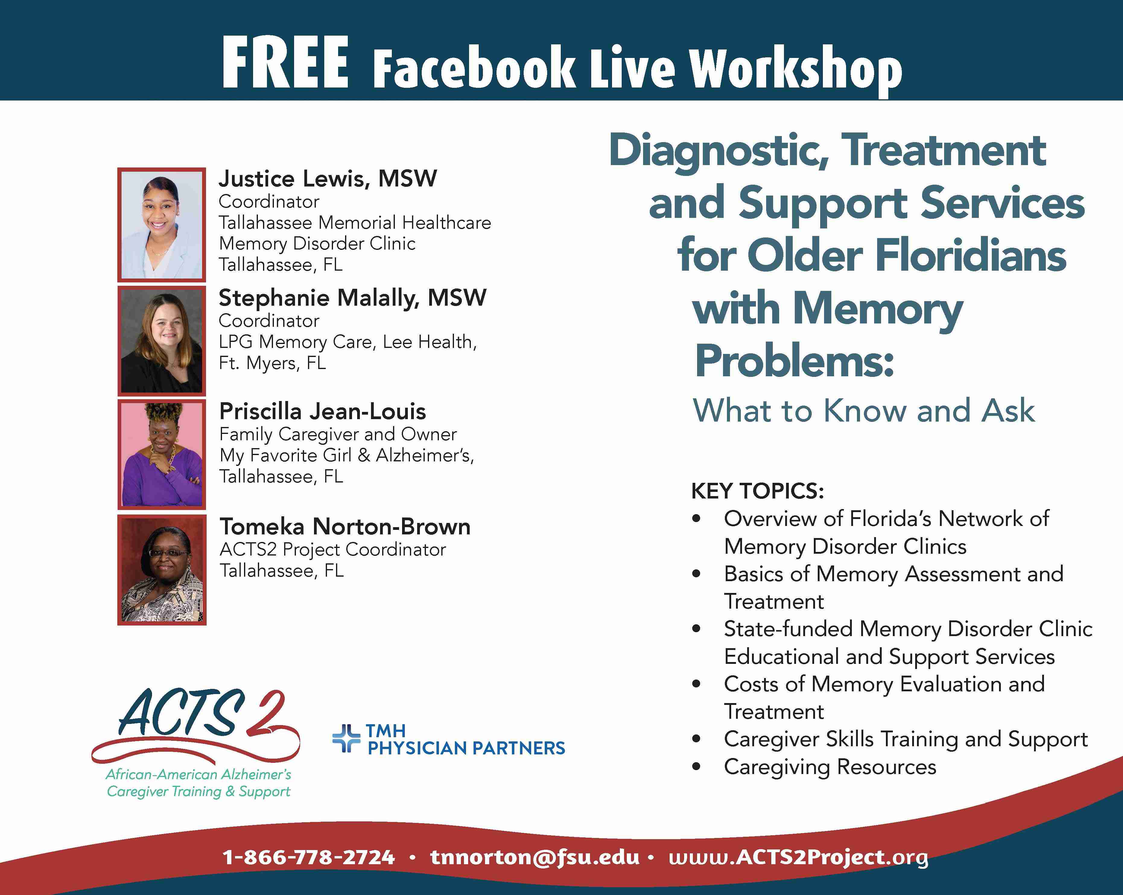 ACTS2 Workshop: Diagnostic, Treatment and Support Services for Older Floridians with Memory Problems: What to Know and Ask