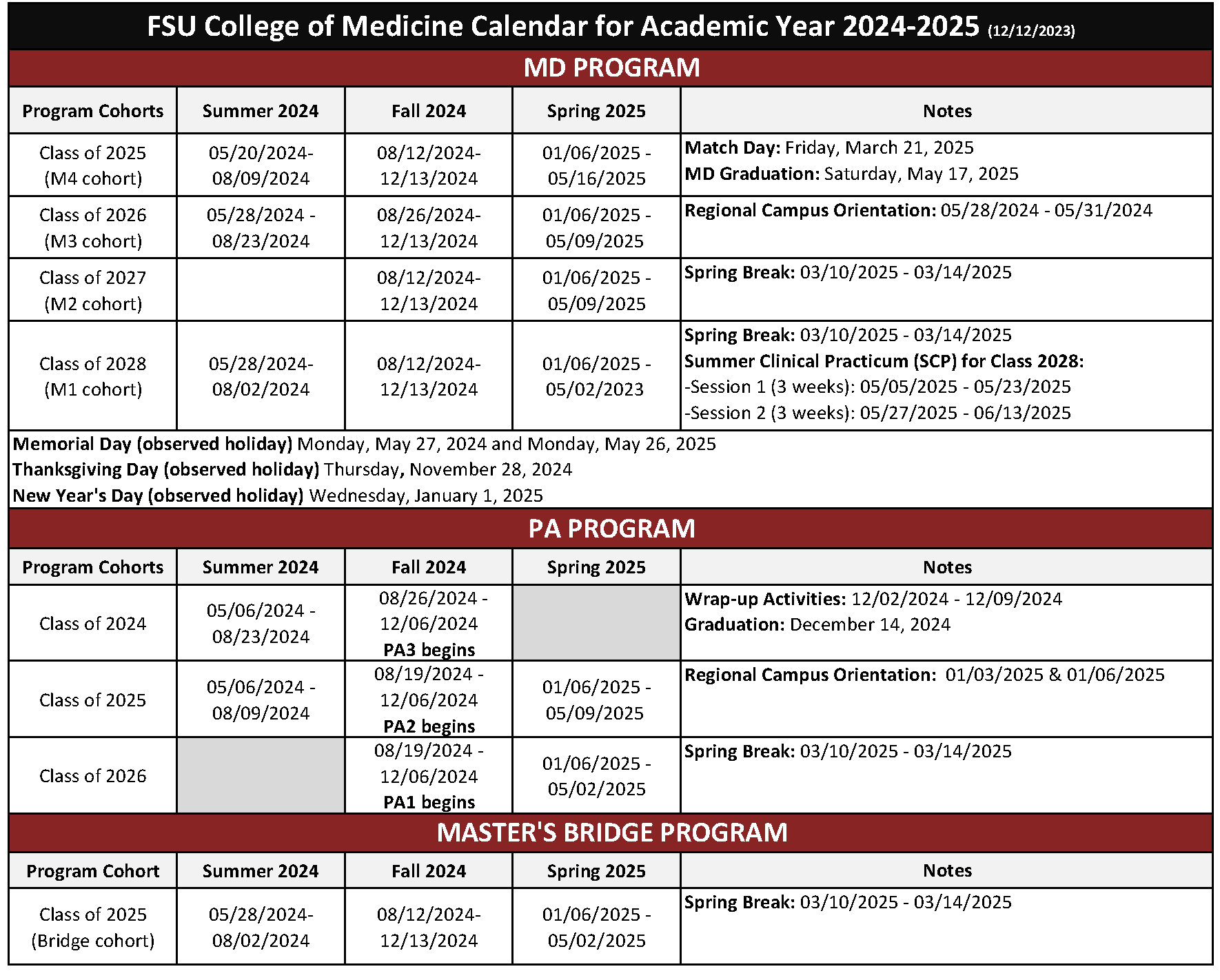 _Preview Calendar Next AY2024-2025 | College of Medicine