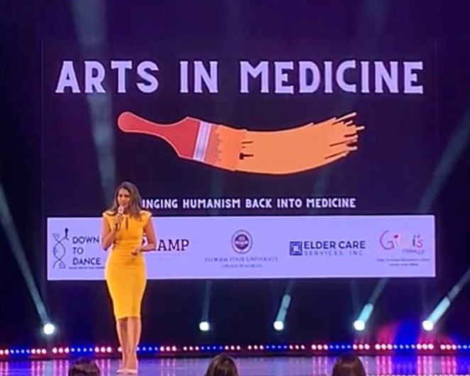 Aanchal Shah promoting Arts in Medicine at the Miss Florida pageant.