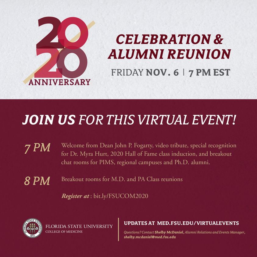 Virtual 20th Anniversary Celebration for the FSU College of Medicine