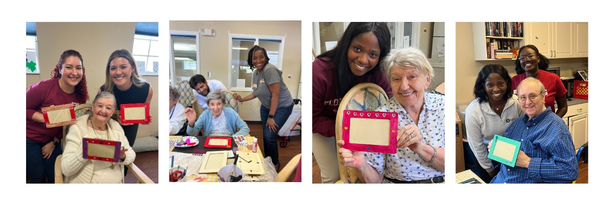 Creating picture frames with elderly residents