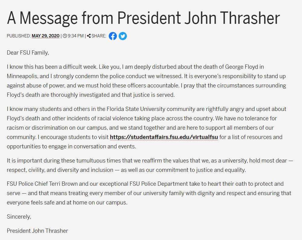 John Thrasher message
