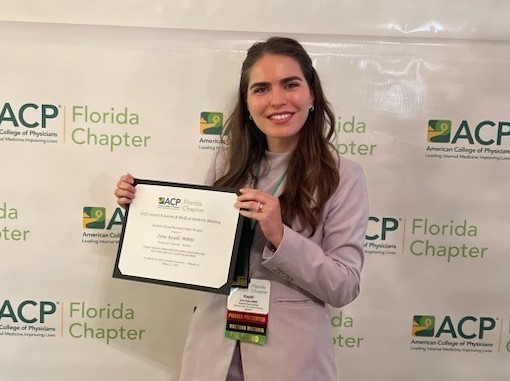 2023 Florida Chapter ACP Annual Residents & Medical Students Meeting Poster Competition Winner: PGY3 resident Zeina Kayali, MBBS“Characterizing Embolism Risk Across Vascular Sites for Index SARS-CoV-2 Hospitalizations”