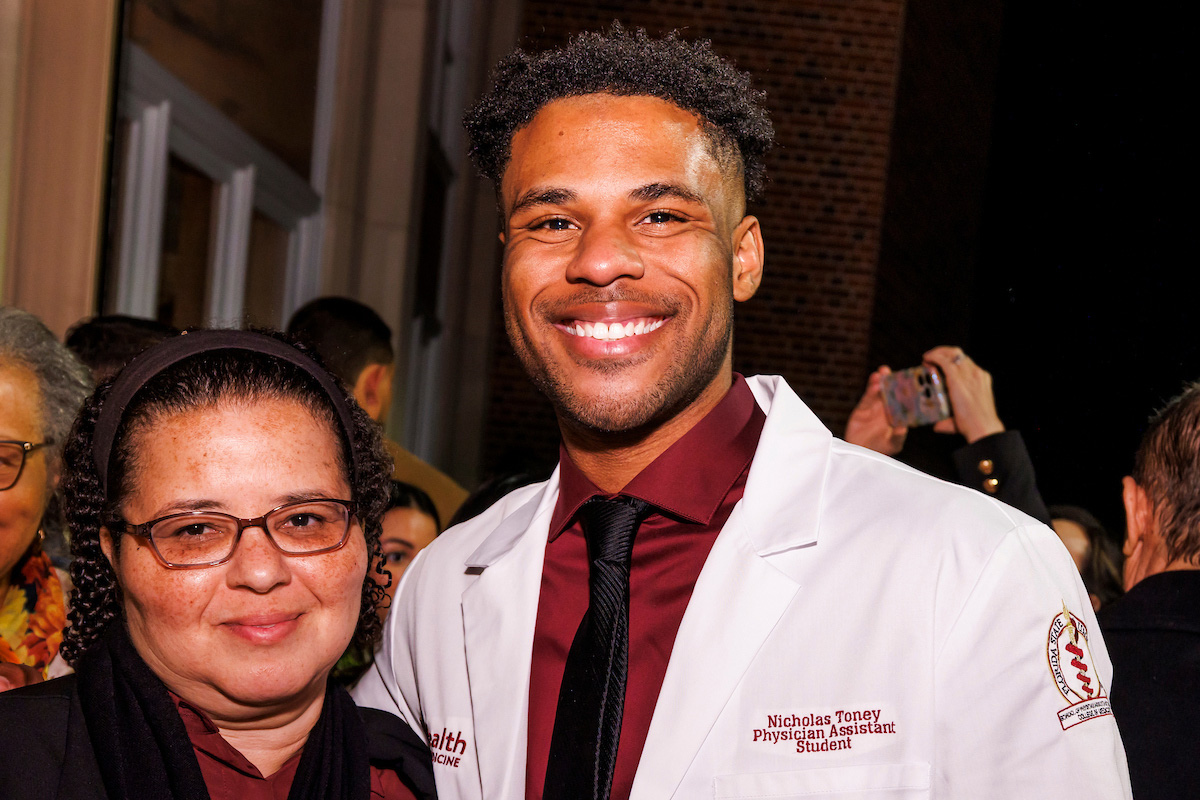 Nick Toney is all smiles alongside his mother, Stacey Toney.