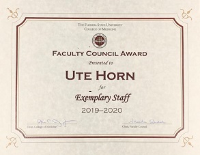 Certificate to Ute Horn