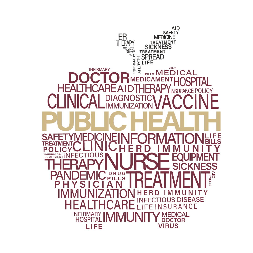 Public Health word cloud in an apple form