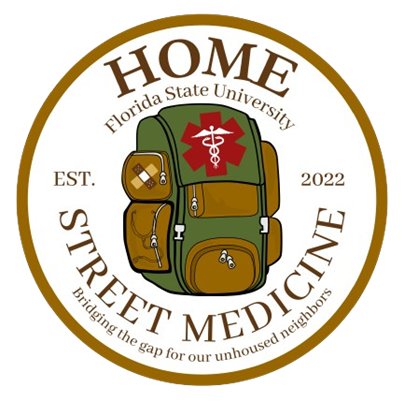 Home Street Med logo, reads “Home Street Medicine, established 2022. Bridging the gap for our unhoused neighbors.”
