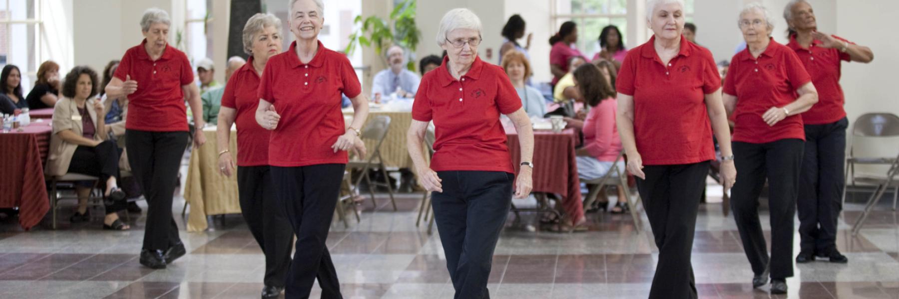 Off Our Rockers dancing in atrium