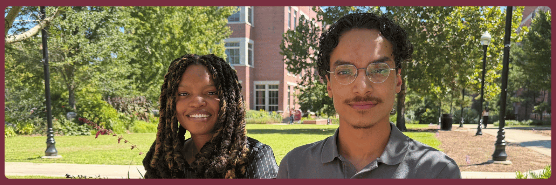 Chris Santana and Chenia Coulanges in the Chapman Wellness Garden