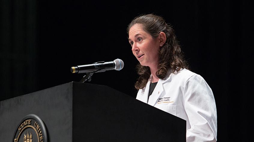 Abby Peters, M.D. Speaking at White Coat
