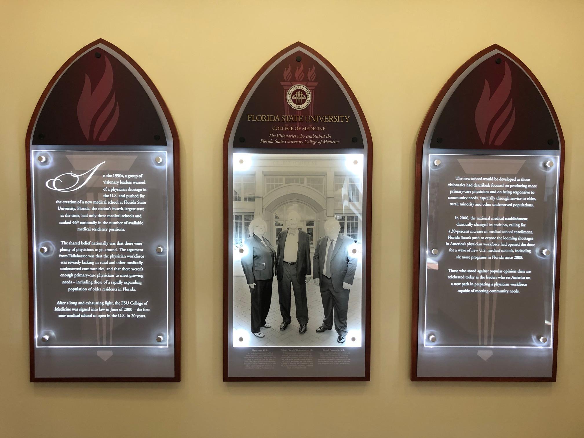 The new Founders Wall at the College of Medicine