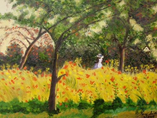 Lady in Garden by Nancy Smith