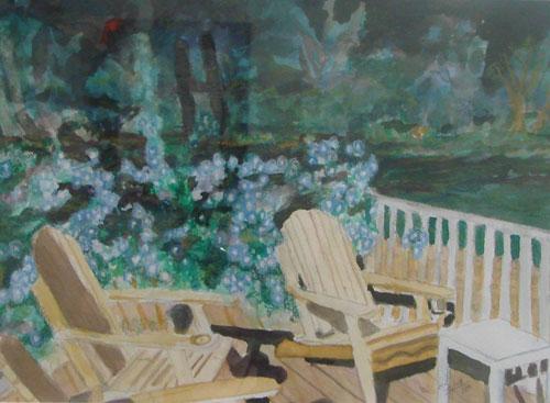 Morning Glories on the Deck by Mary Alice Hunt