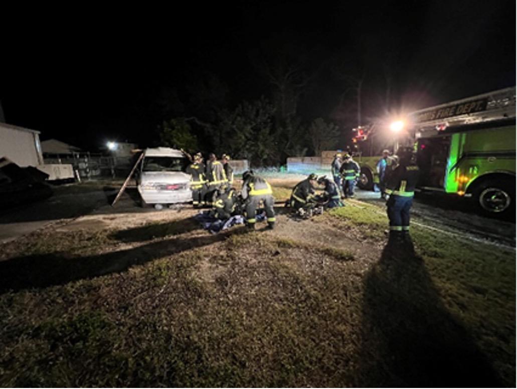 Attending to an accident at night