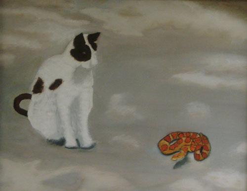 Cat with Snake by Nancy Smith