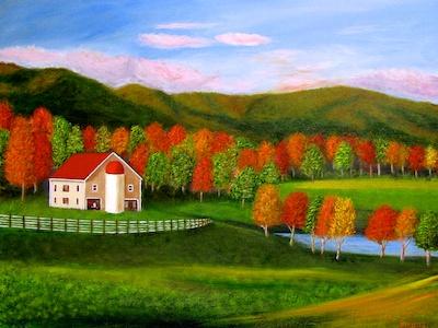 Autumn Farmhouse by Siroos Tamaddoni