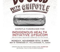 Flyer with a picture of a burrito wrapped in foil with the text "Do Good with Chipotle" as well as instructions for participating. Instructions are also contained in the text of this webpage. 