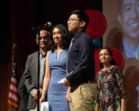 Sourrounded by loved ones, Daniel L. Alban announces his match in Internal Medicine at Icahn School of Medicine at Mount Sinai Hospital in New York.