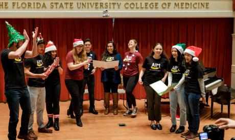Members of AIM's music program performed a Christmas concert at Durell Peaden Auditorium in December 2021. Because of the ongoing COVID-19 pandemic, the concert was recorded on Zoom without a live audience.