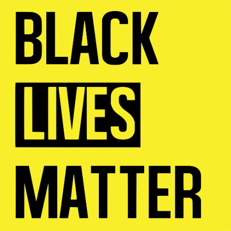 Black lives matter. Black lettering on a bright yellow background.