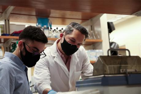 Assistant Professor Stephen Chelko, right, with graduate student Maicon Landim-Vieira.