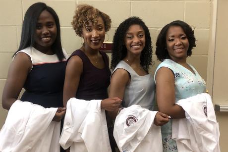Cylena Stewart with classmates Tayeisha Nelson, Dominique Williams and Valerie Thimothee