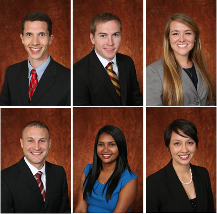 Class of 2018: Benjamin Appelo, Clayton Fuqua, Kristin Magrini, Sangeeta Nair-Collins, Brittany Schafer, and Drew Williams.