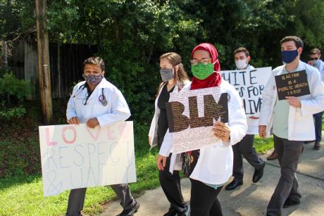 Dean Rahangdale and students march