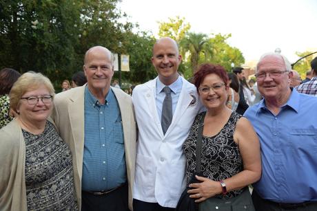 Marcus Lackey with his mother and stepfather (left) and his father and stepmother (right)