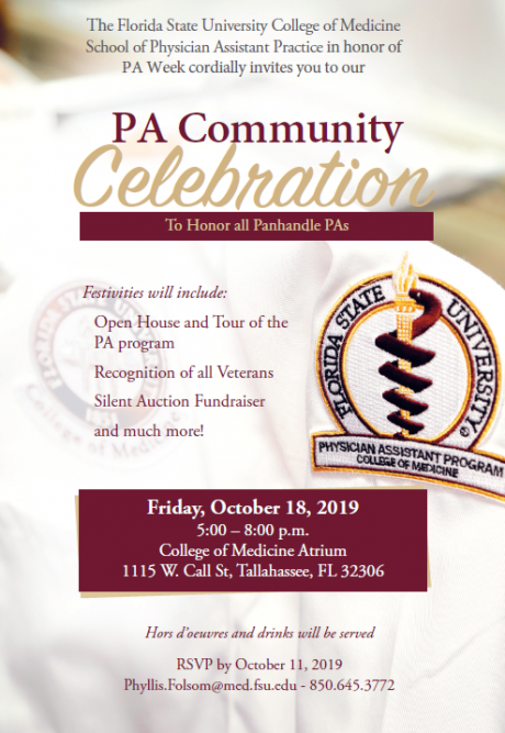 The College of Medicine is hosting a PA Community Celebration on Friday, Oct. 18.