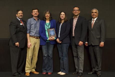 From left, Dominic Calabro of TaxWatch, Marc Nottke, Amy Wetherby, Cara North, Hector Holguin and Piyush Patel of Kyra Solutions