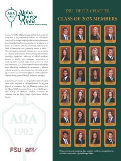 Graphic containing photos of the 24 students selected and text with background about AOA.