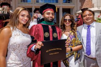 From left, Kayanaat Grewal; Dr. Kabir Grewal; their mother, Dr. Ravneet Grewal; and their father, Tej Grewal.